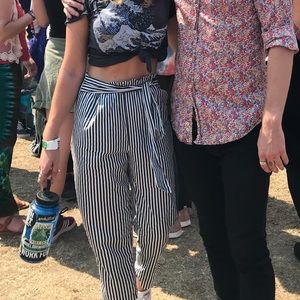 Zara striped cropped pants